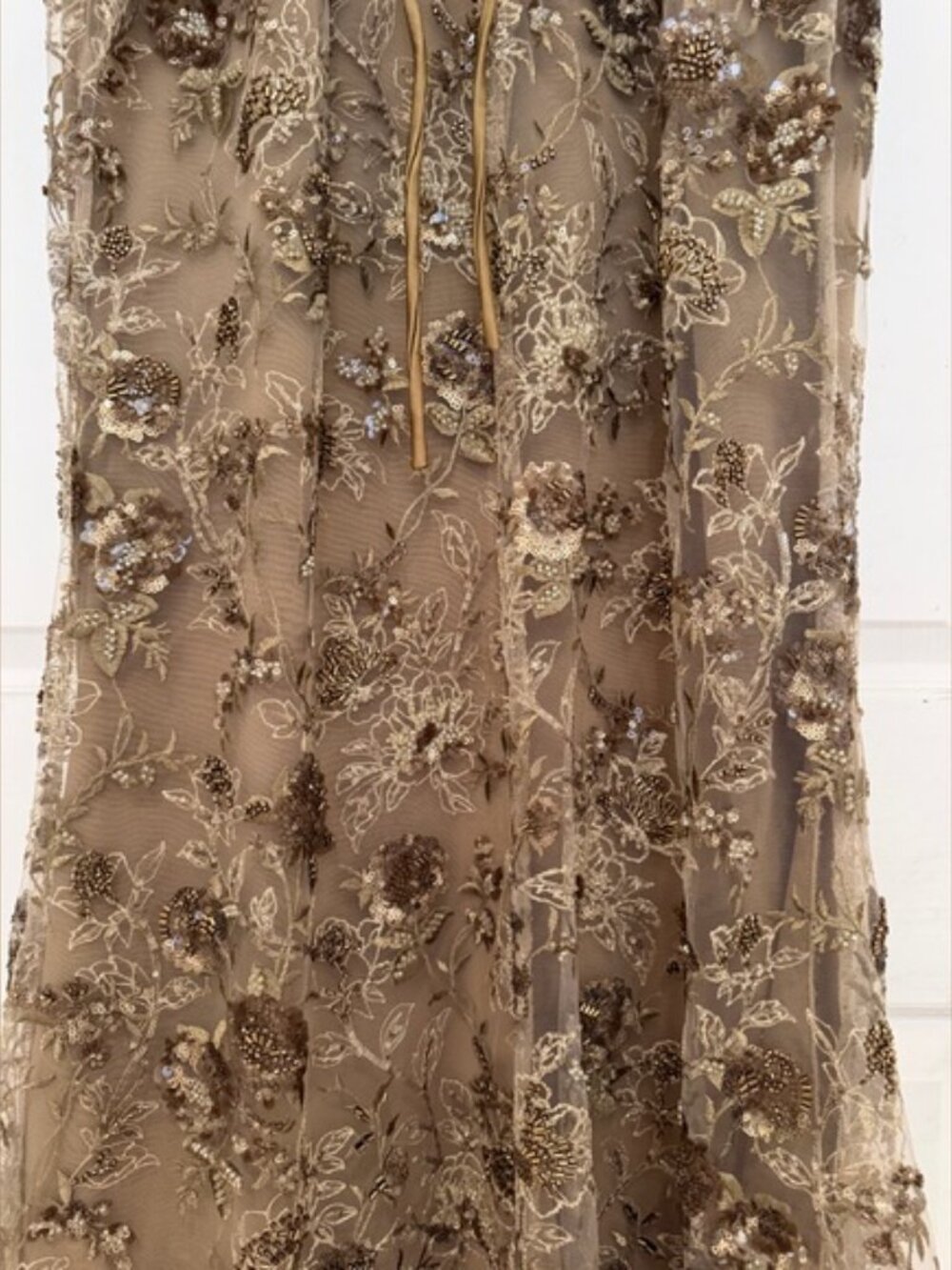 House Of CB Elegant Gold Floral Embroidered Gown. - Picture 9 of 15